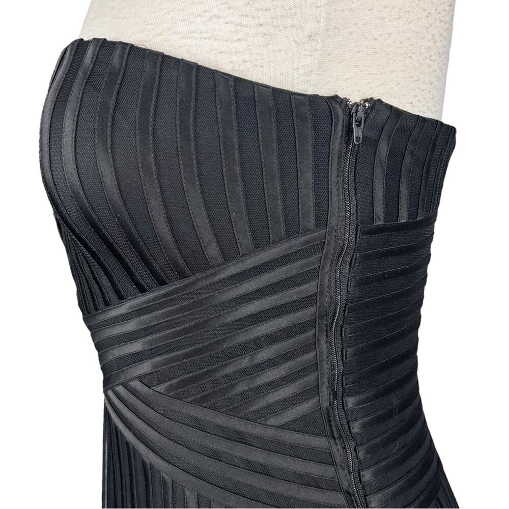 WHBM Black Tulle Strapless Pleated Cocktail Dress Womens 4 Fit Flare Formal LBD - Picture 4 of 14